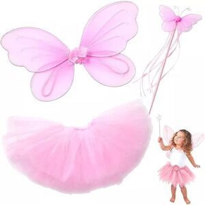 Butterfly Craze Fairy Princess Pink Tutu Costume Set, Size 1-2 years